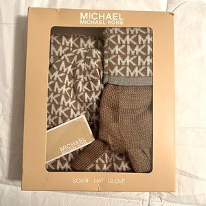 Brand new in box never worn Michael Kors hat, scarf & gloves